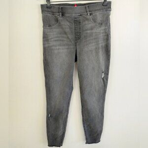 Spanx Distressed Skinny Grey Denim Jeans Large Tummy Control Neutral